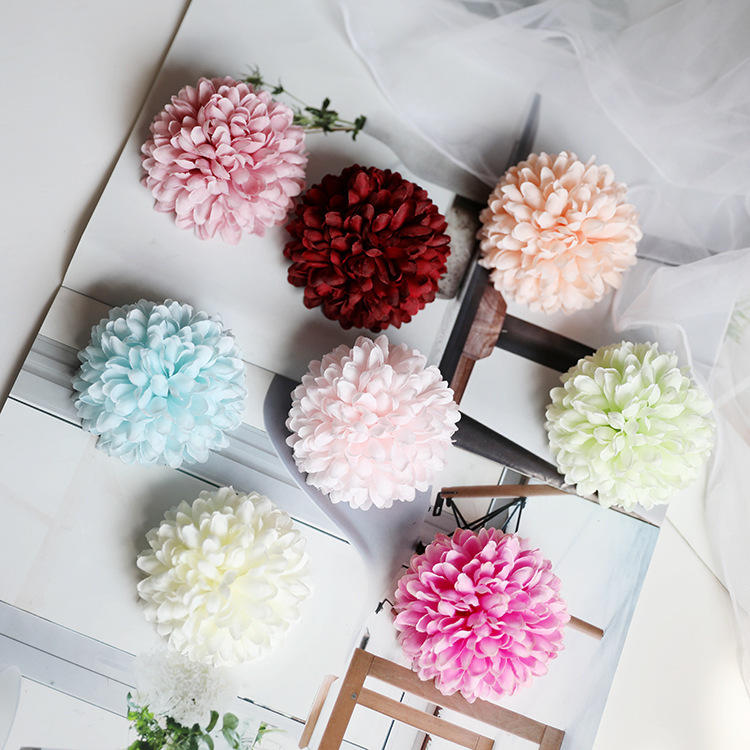 タンポポの花の頭の菊の卓球の菊の小さい清新な結婚のお祝いの花の撮影の道具のdiyの花芸をシミュレーションします。|undefined