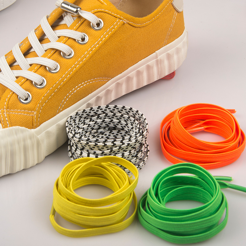 Shoelace Buckle Lazy Shoelace Elastic Free-tie All-match Metal Capsule Flat Shoelace Children Round Elastic Amazon Explosions