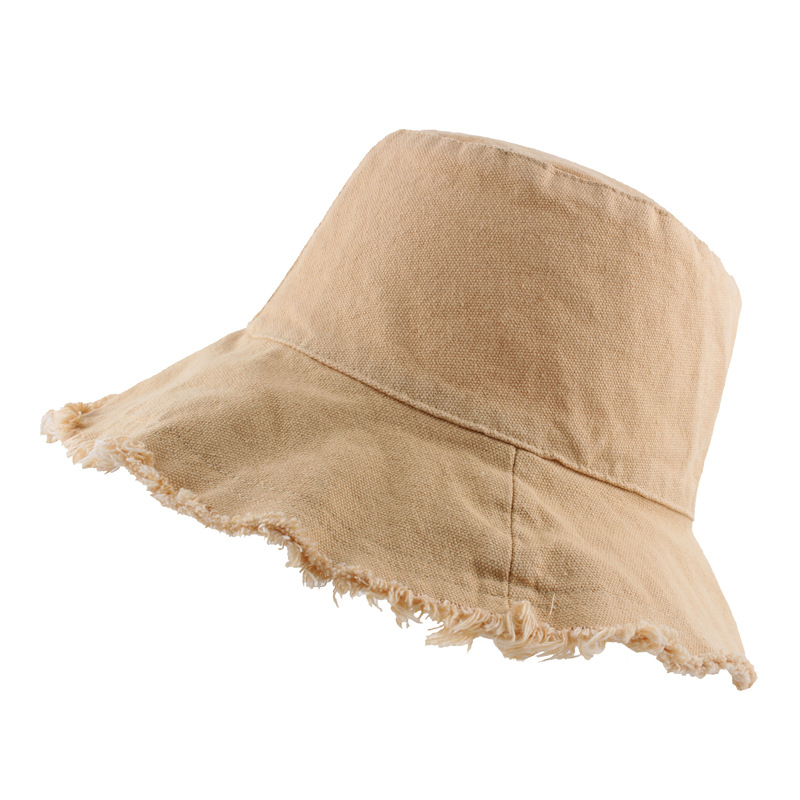 Cotton Burr Pot Hat Japanese Monochrome Denim Fisherman Hat Women's Sunshade Hat Fashion Grinding Washed Canvas Hat