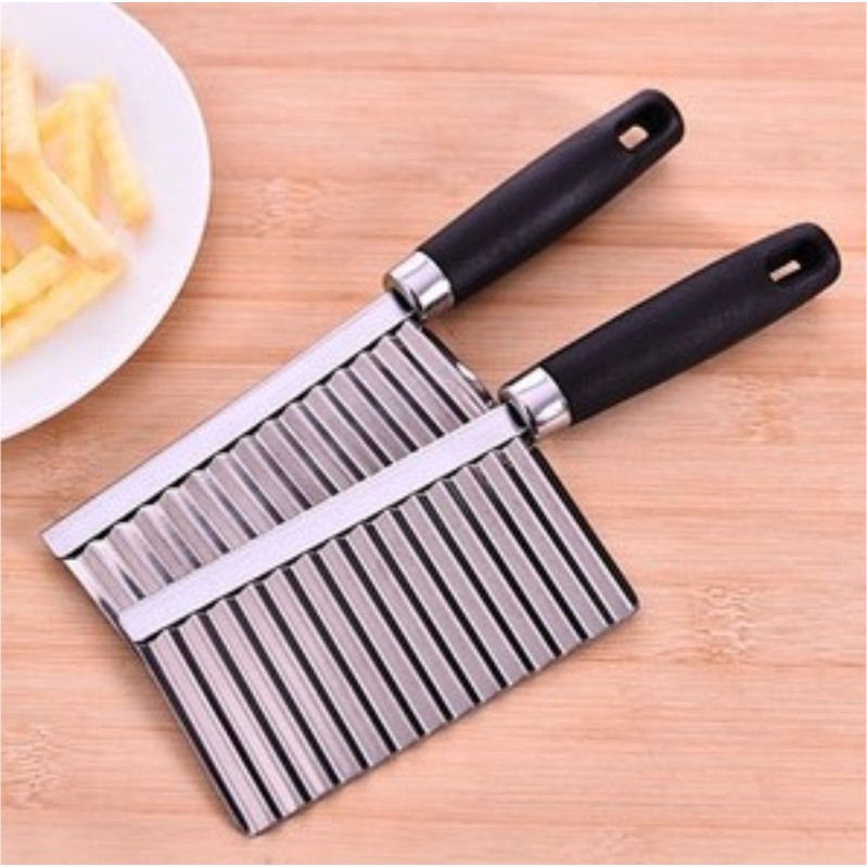 Cross-border special black handle potato knife corrugated knife strip cutter French fries knife multi-function vegetable cutting stainless steel potato knife