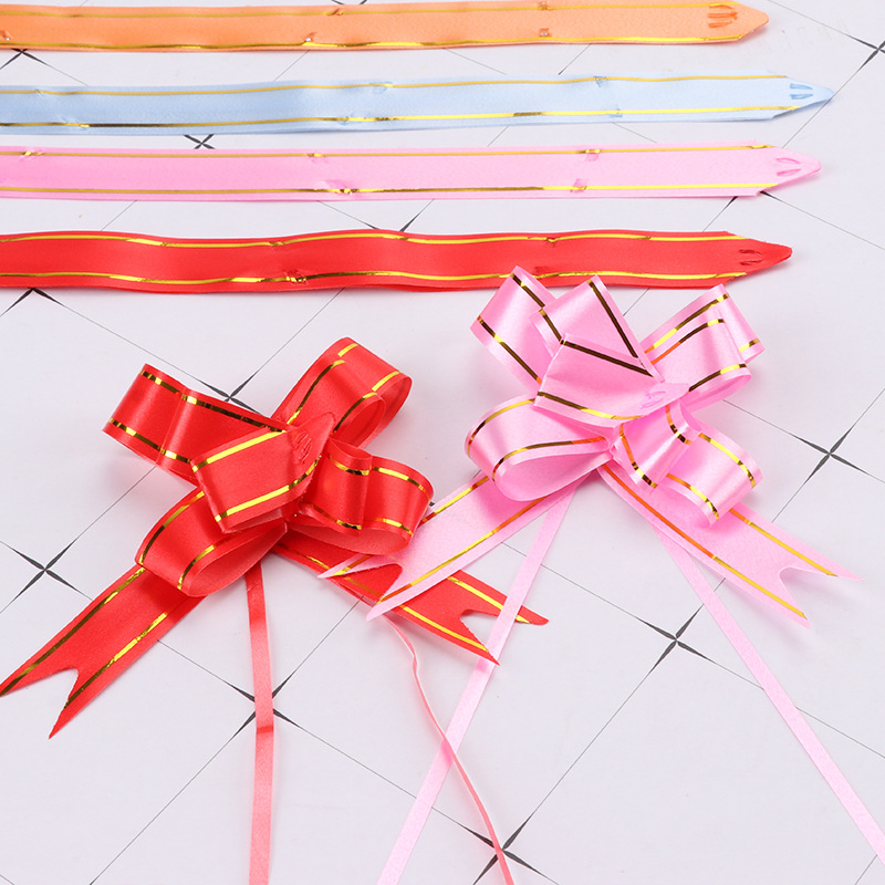 Bow Wedding Supplies Hand-held Flower Gift Drawdown Wedding Car Decoration Multicolor Drawdown Holiday Decoration Color Strip Drawdown