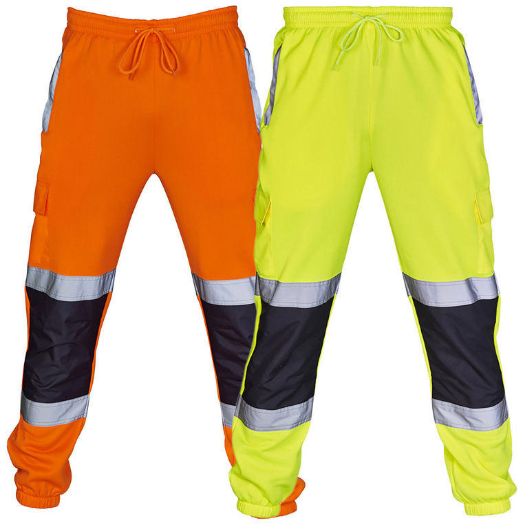 Amazon autumn and winter new men's casual pants European and American stitching silver reflective strip toe overalls sports men