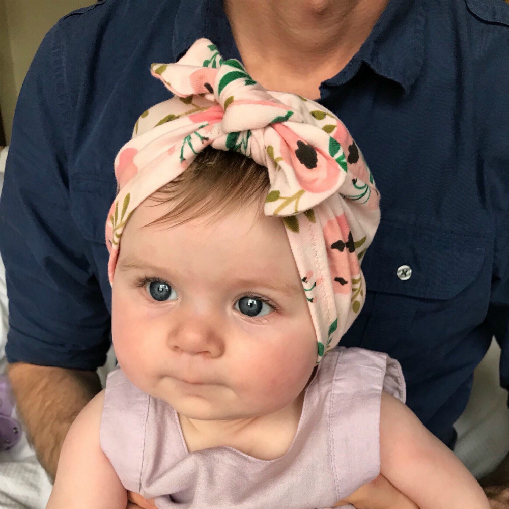 European and American children's knotting cap baby printed rabbit ear cap Indian cap 2 in 1 multi-function baby cap