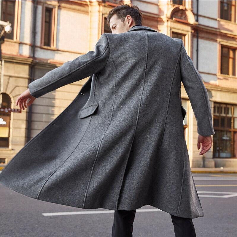 2023 Foreign Trade European and American Men's Woolen Coat Cross-border New British Large Size Long Amazon Double-sided Woolen Coat