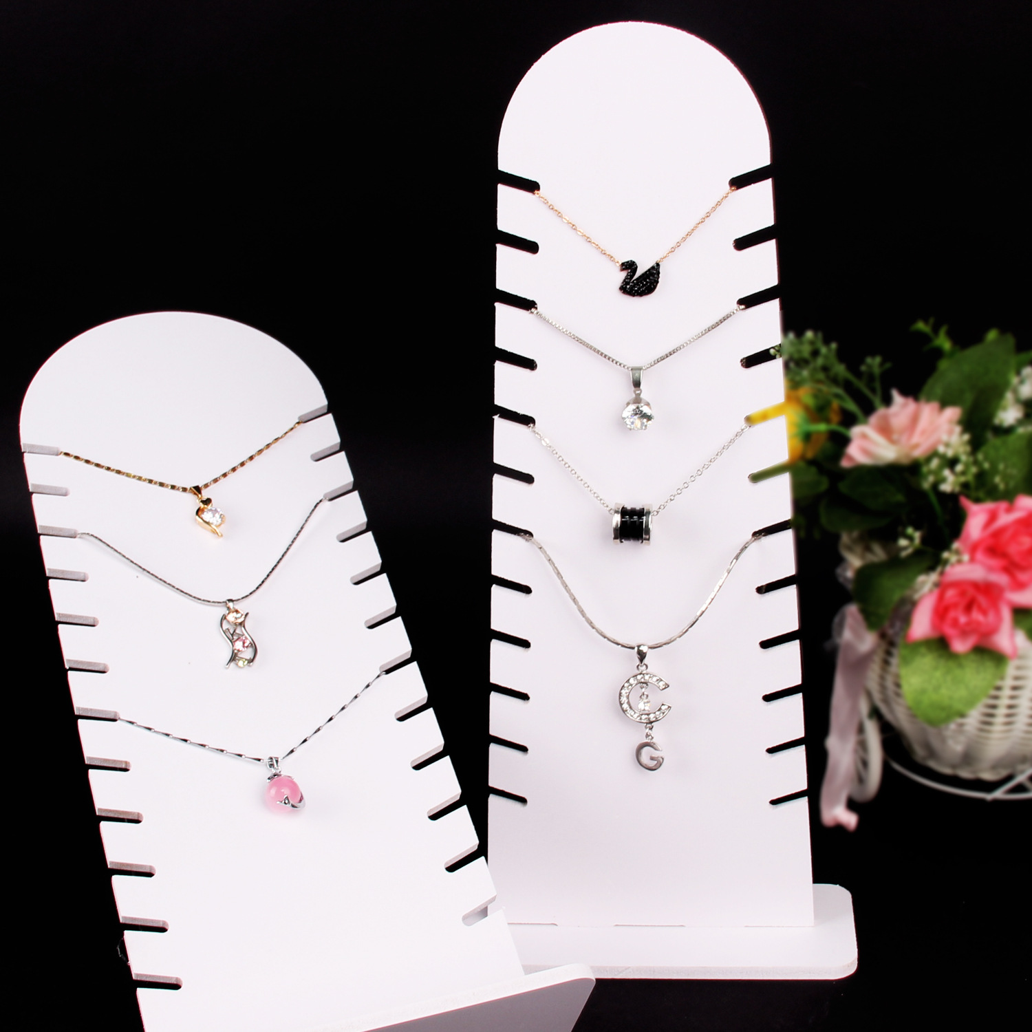 New Elegant White Necklace Shelf Display Stand Jewelry Jewelry Storage Stall Counter Props