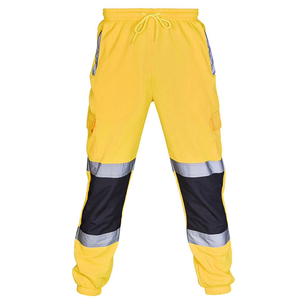 Amazon autumn and winter new men's casual pants European and American stitching silver reflective strip toe overalls sports men