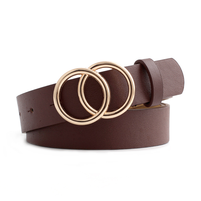 European and American Creative Women's Double Round Buckle Vintage Decorative Belt All-match Fashion Jeans Casual Pants Belt for Women