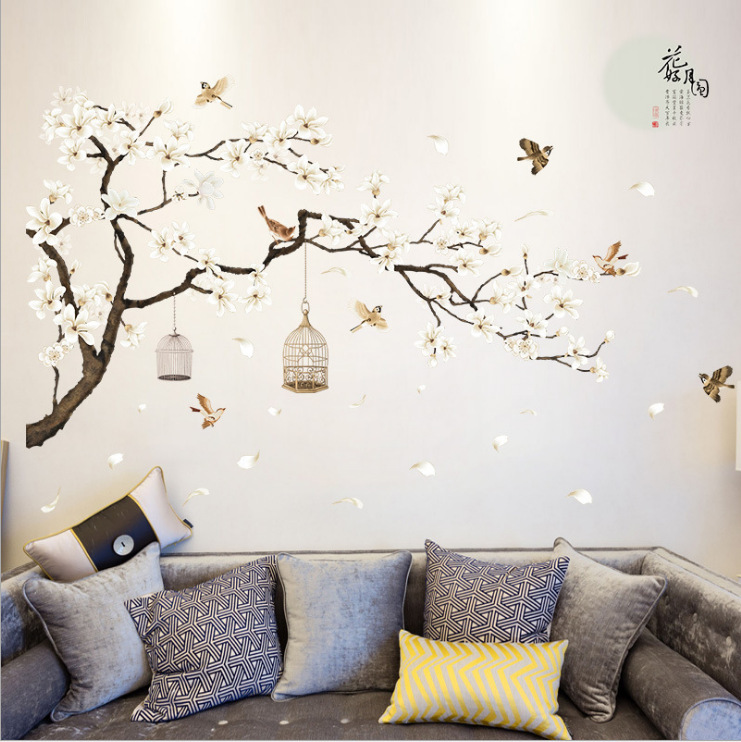 Wholesale SK2022AB Flower Full Moon office study classroom dormitory TV background decoration removable stickers