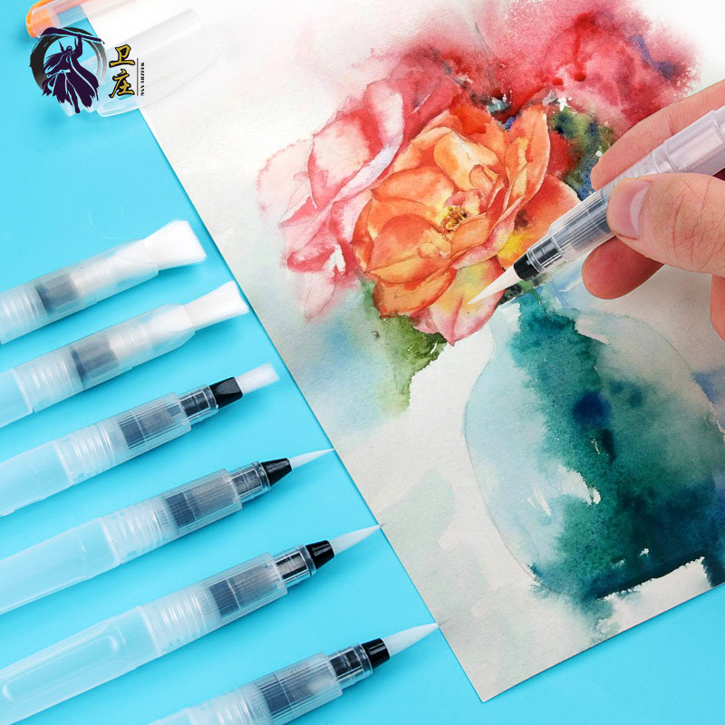 Factory wholesale large medium and small fountain pen solid watercolor painting soft brush large capacity water storage pen flat tip