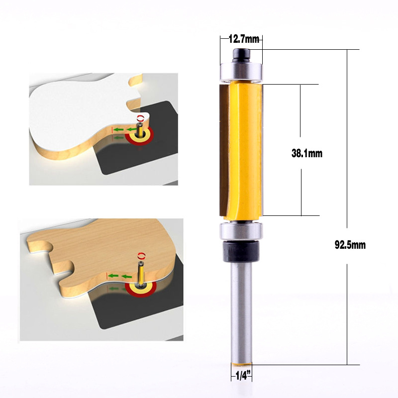 1/4 handle high-grade imitation trimming cutter woodworking milling cutter imitation slotting cutter double bearing trimming cutter