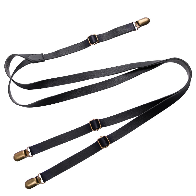 Adult Suspender Clip Men's and Women's Universal PU Leather Narrow 1.5cm Cross 4 Clip Jeans Suspenders