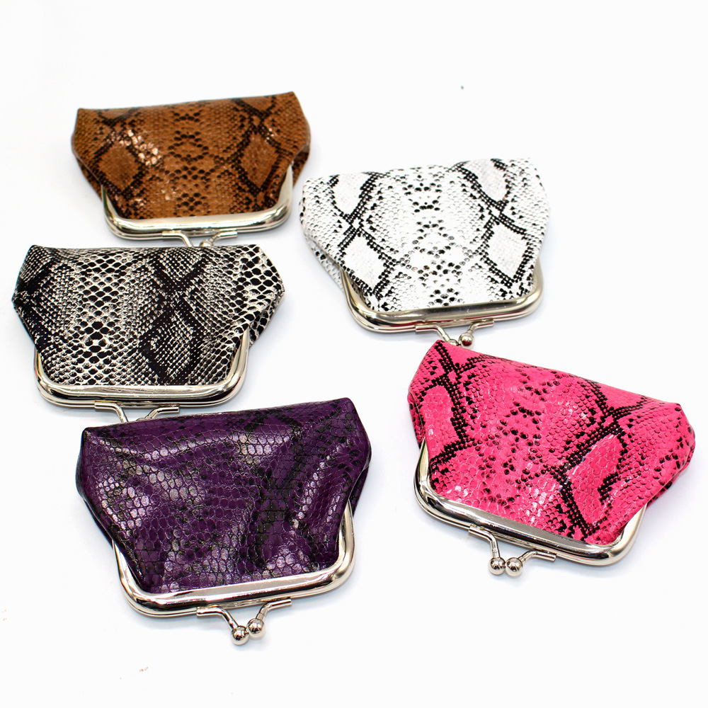 AliExpress supply European and American style PU snake pattern ladies small wallet buckle coin purse mini bag spot wholesale