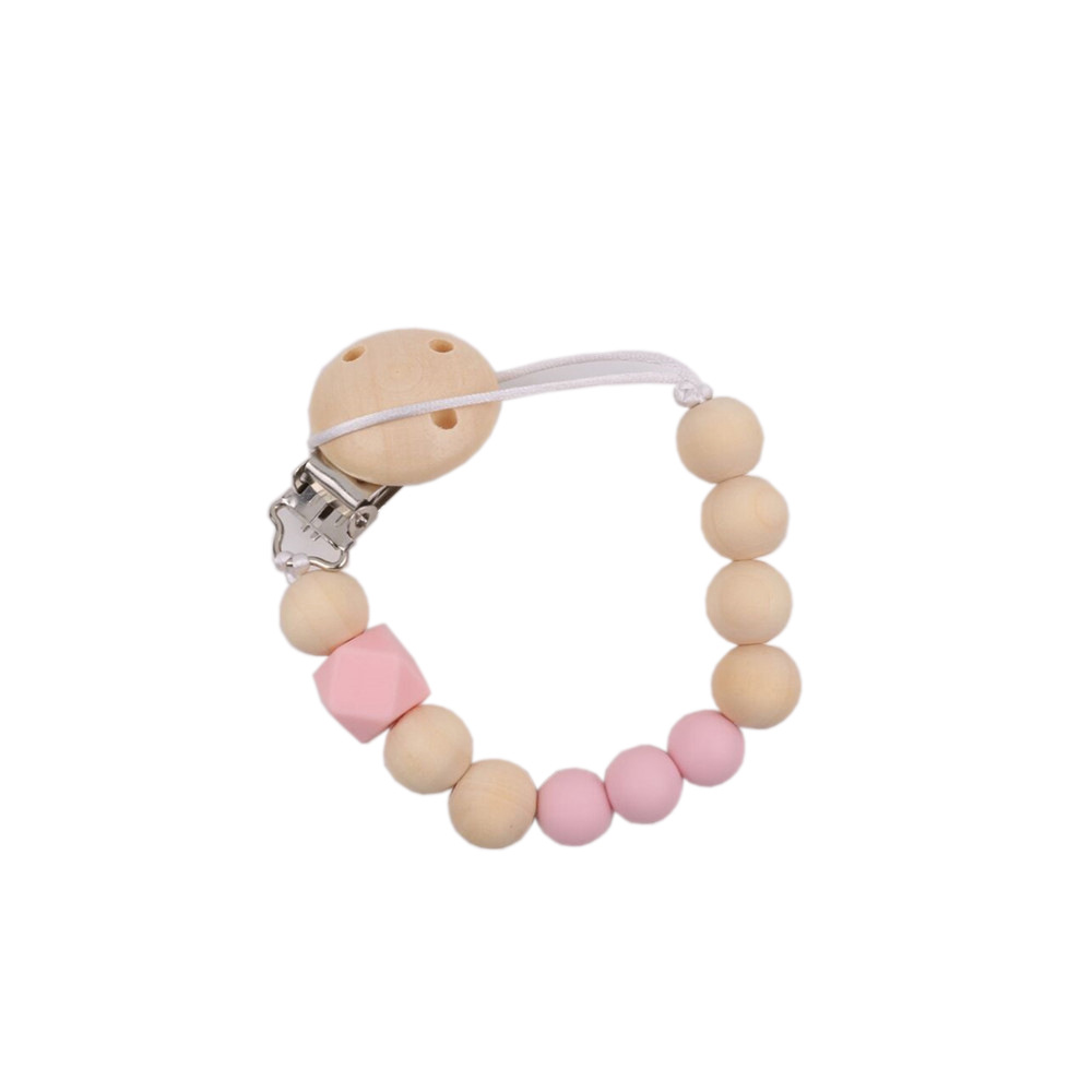 Foreign trade hot silicone Wood pacifier chain baby pacifier clip anti-drop chain Diy baby molars toys
