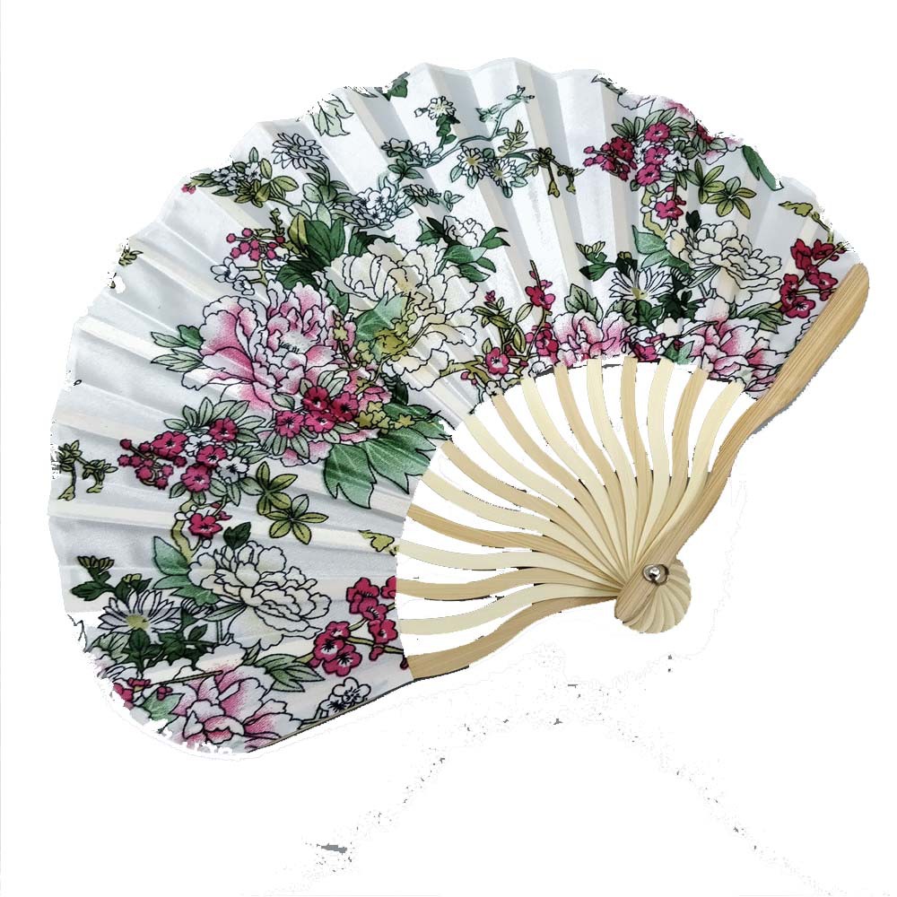 Japanese Style Women's Brown Bone Shaped Knife Fan Shell Keel Fan Silk Folding Fan + Tassel + Cloth Bag