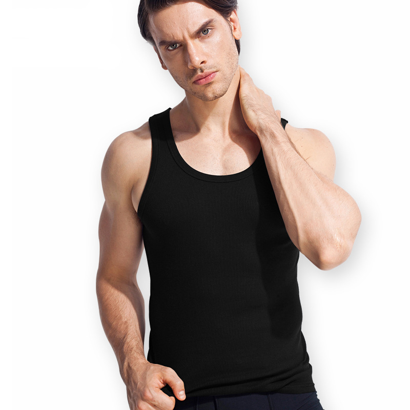 Septwolves Cotton Vest Men's Spring and Summer Thin Rib Cotton Men's Vest Sports Breathable Sweat-Absorbing Base Vest