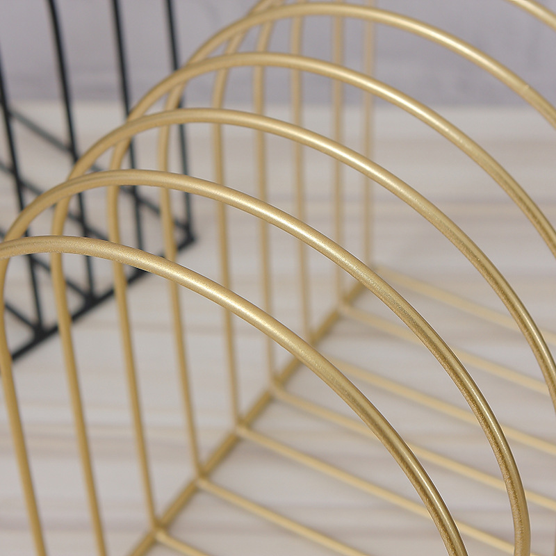 Nordic Office Desktop Iron Metal Creative Dormitory Bedside Bookshelf Desktop Rack Small Magazine Rack Storage