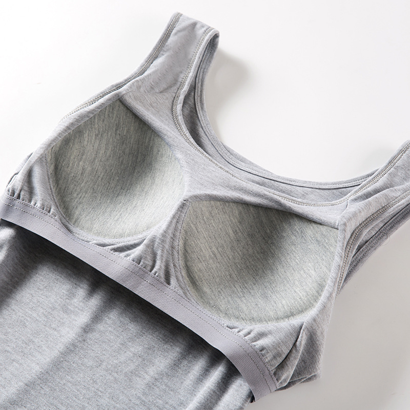 Women's Summer Cup Cover One-piece Base Vest Solid Color Modal Yoga Wide Shoulder Strap Sleeveless Sling Base Shirt