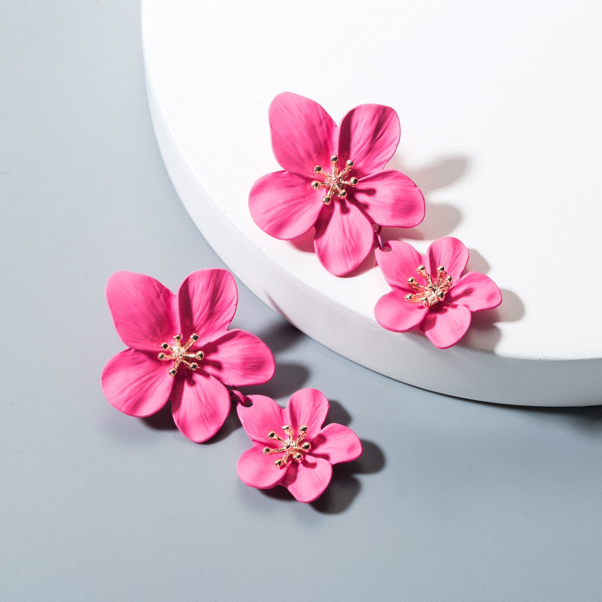 ins Korean Style Fresh Flower Earrings Women's Bohemian Multi-color Double-layer Long earring European and American earring