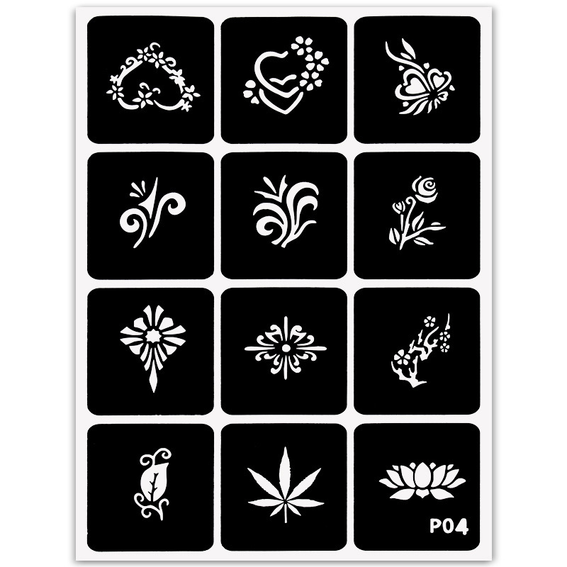 635 Figure Hollow Small Tattoo Template Pattern English Large Figure Body Painting Atlas Embroidery Inkjet Tattoo Sticker