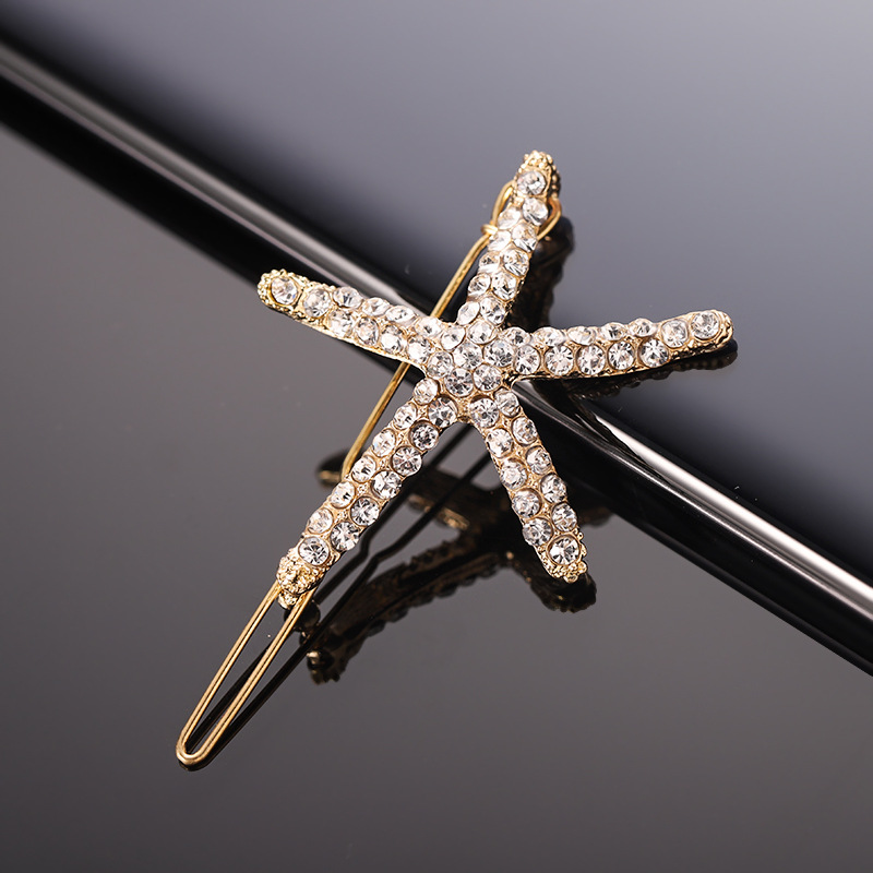 European and American Amazon New Fashion Metal Starfish Hairpin Women's Sweet All-match Headwear Fashion Hair Accessories Bangs Side Clip
