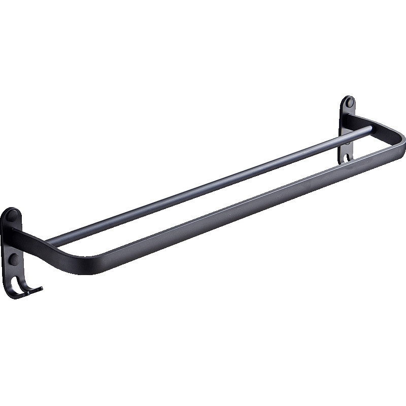 Factory wholesale punch-free towel rack black aluminum alloy space aluminum single rod bathroom hanger bathroom hardware pendant