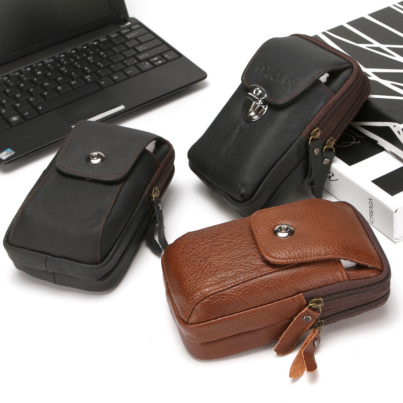 Oversized Leather Mobile Phone Bag Multi-purpose Men's Outdoor Tactical Waist Bag Large Capacity Leather Mobile Phone Bag Waist Bag Wholesale