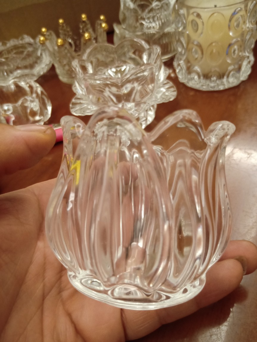 Factory direct creative flower crystal candle holder storage glass wax crystal glass candle Cup
