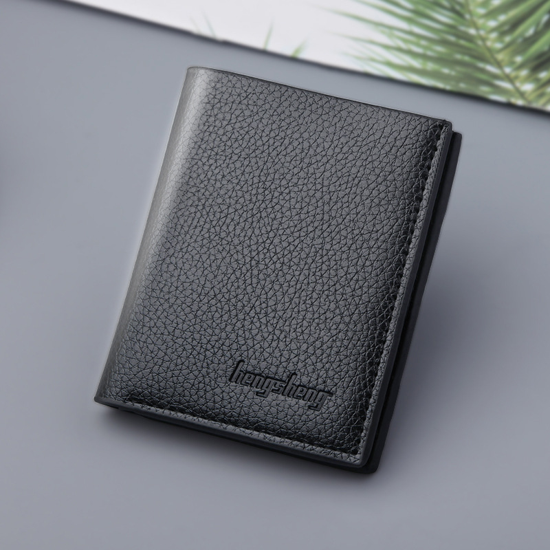 Men's Wallet Short Model, Men Wallet, Vertical Slim Model, Can Hold Driver's License, US Dollar Clips, Mini Leather Foldable Wallet