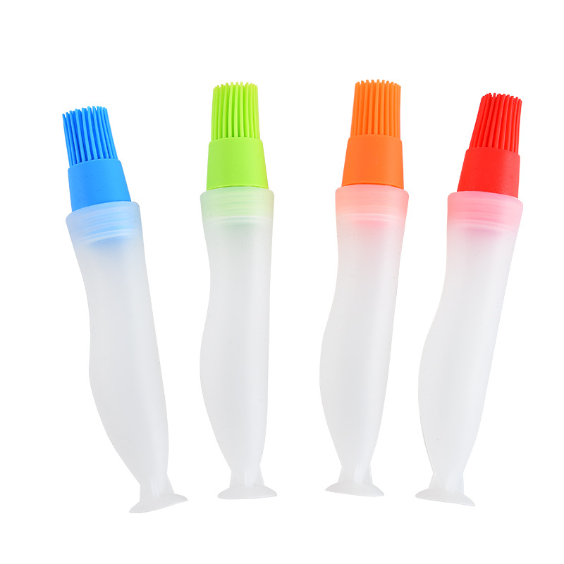 Factory wholesale convenient silicone suction table tray oil bottle brush multifunctional baking barbecue oil brush kitchen tools wholesale