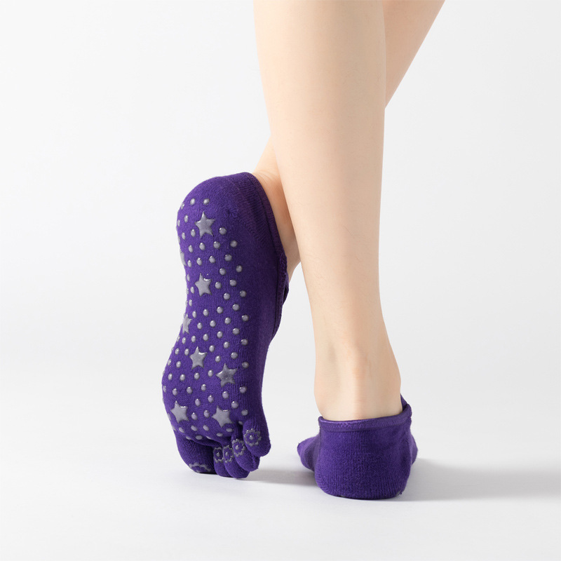 New towel bottom five finger socks combed cotton thickened warm dispensing Korean yoga socks double cross band dance socks