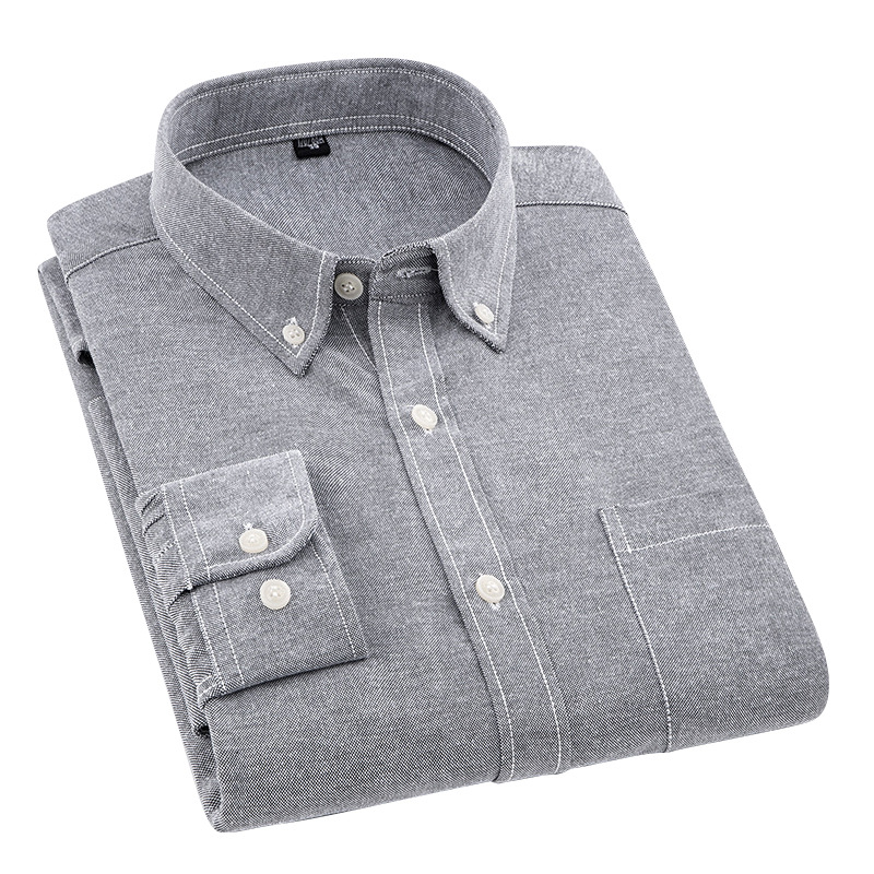 Oxford cotton long sleeve shirt men's large size solid color shirt youth casual white shirt Spring New inch clothing