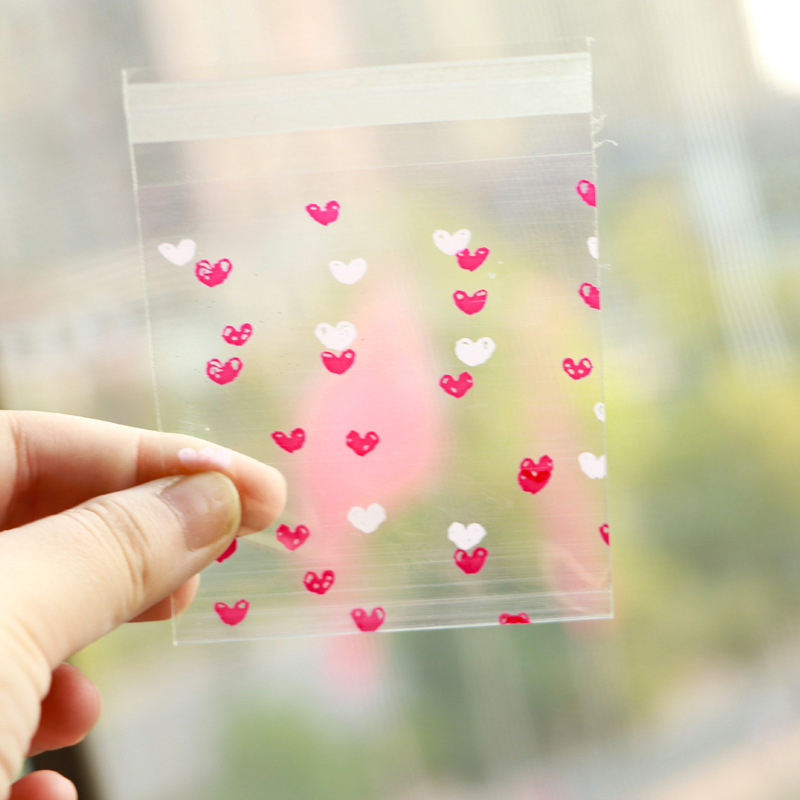 Baking Self-sealing Biscuit Snowflake Crisp Packaging Bag Love Transparent Sealed Self-adhesive Food Sealed Candy Cookie Bag