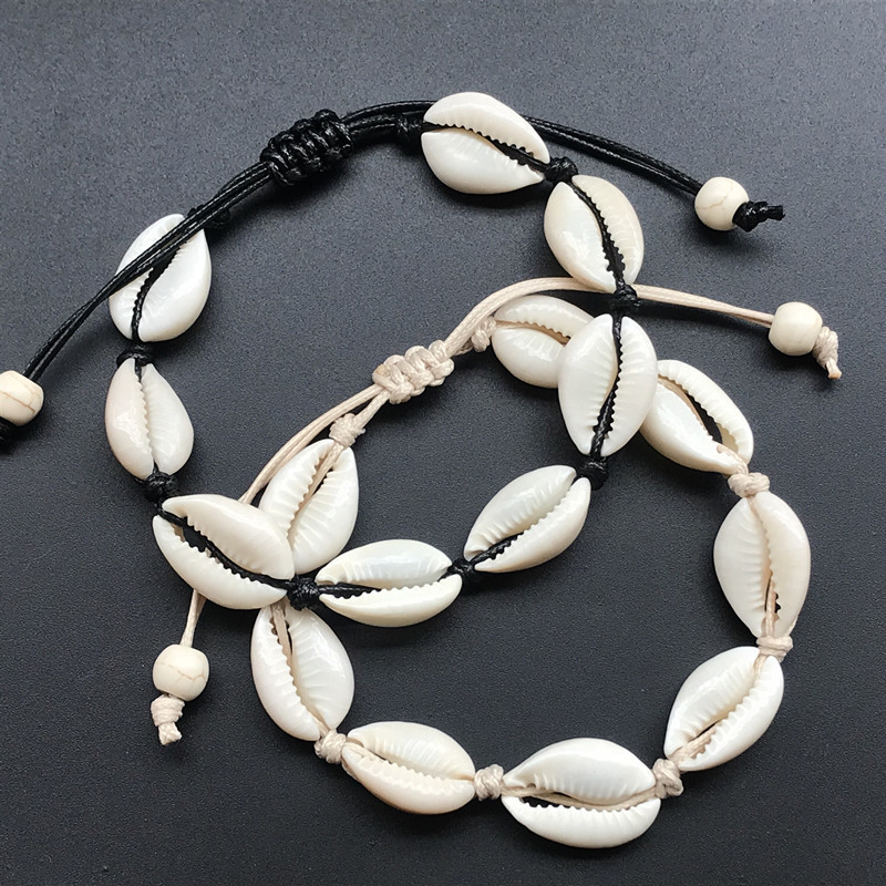 新欧美跨境饰品个性创意夏威夷风情休闲手饰天然贝壳手工编织手链