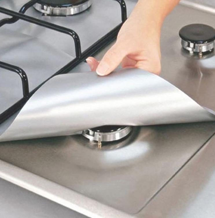 4 Pieces Teflon Gas Stove Protective Mat Anti-fouling Anti-oil Mat Cleaning Mat Spot