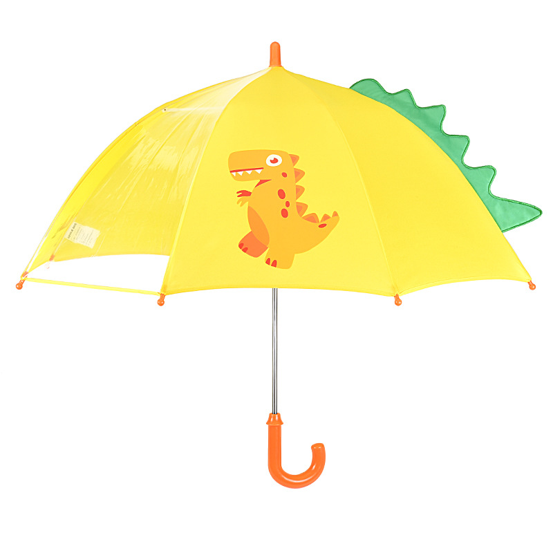 Small Dinosaur Children's Umbrella Three-dimensional Cartoon Children's Umbrella for Primary School Students Long Handle Umbrella Straight Handle Sunshade Umbrella