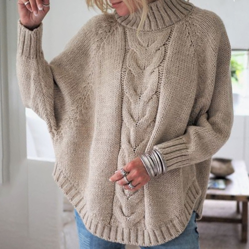 Amazon Explosions Sweater Fall/Winter 2023 Europe and the United States Loose Bat Sleeve Knitted Sweater for Women Cross-Border