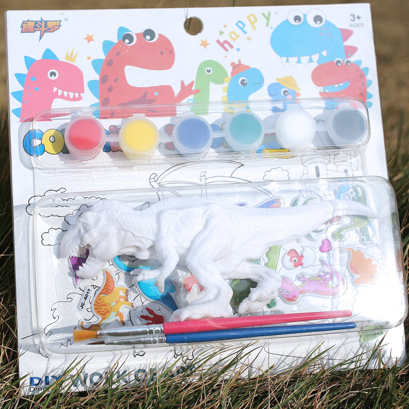 New diy colored dinosaur children's toy painted plaster doll painted dinosaur stall toy