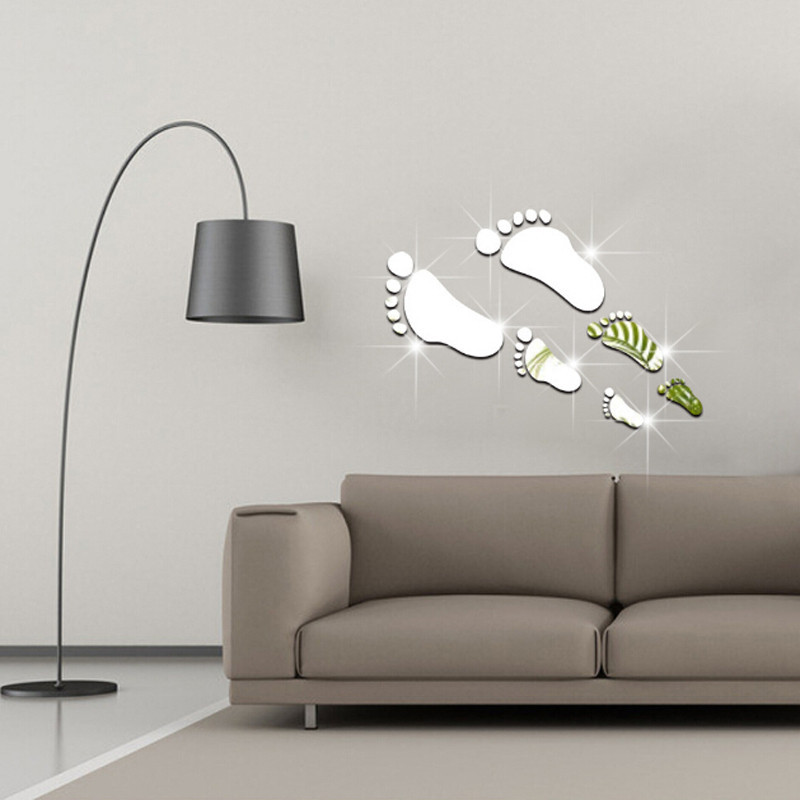 DIY Never Endless Mirror Footprint Stereo Mirror Wall Sticker Sofa TV Living Room Bedside Background Hallway Sticker