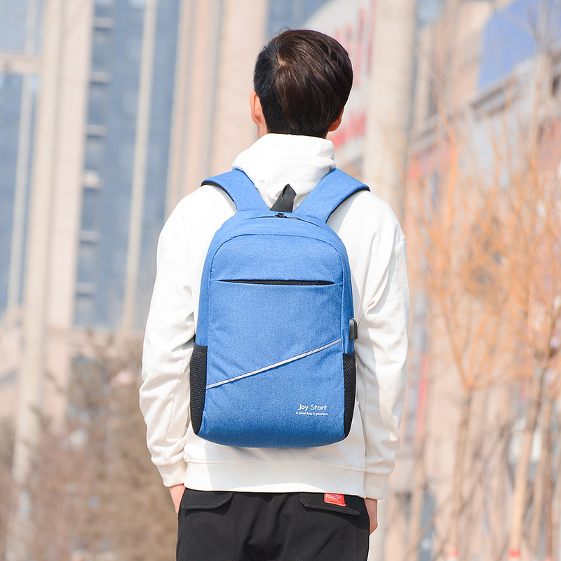 2023 New Solid Color Business Bag Oxford Cloth Printed External usb Interface Backpack Large Capacity Computer Bag