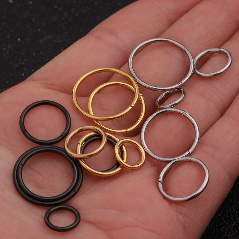 Foreign trade hot selling open ring nose ring closed ring stainless steel seamless ring puncture jewelry European and American earrings single