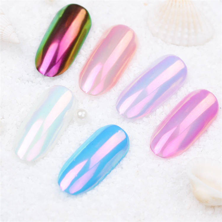 Cross-border Nail Art Jewelry Glitter Powder Rainbow Neon Powder Magic Shell Powder Mermaid Pearl Mirror Mirror Powder