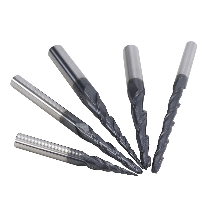 Cross-border new 2-blade taper ball end milling cutter black coated carbide tungsten steel engraving milling cutter wholesale