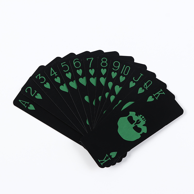 Wholesale fluorescent PVC black playing cards leisure entertainment personalized waterproof plastic poker card logo printing