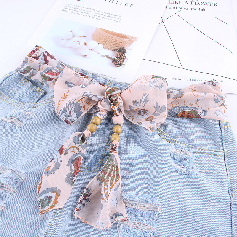 Fashion Knot Cloth Belt Chiffon Ribbon Belt Belt Thin Narrow Long Ribbon Decorative Dress Jeans Lace-Up