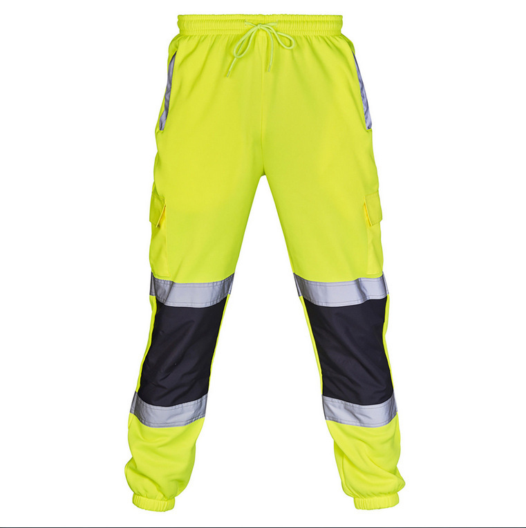 Amazon autumn and winter new men's casual pants European and American stitching silver reflective strip toe overalls sports men
