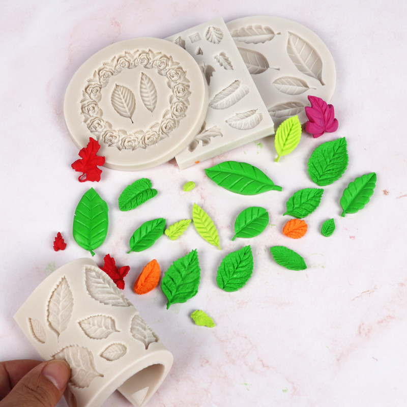 Flip Sugar Mold Rose Flower Texture Realistic Leaf Cake Flip Sugar Mold Garland Silicone Cake Mold Chocolate Mold