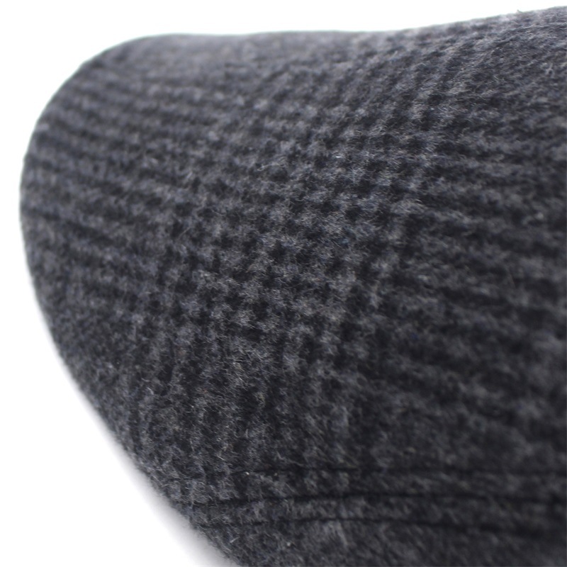 Men's Beret Autumn and Winter Thickened Warm Cap Elderly Forward Cap Casual Vintage Plaid Hat for Men
