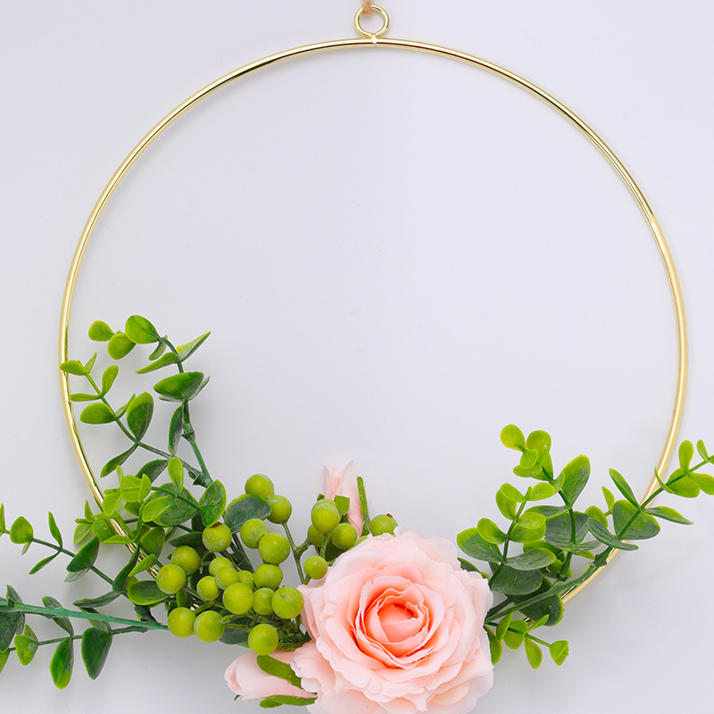 Wholesale Nordic style golden fake wreath metal ring wedding holiday decoration pendant home accessories pendant
