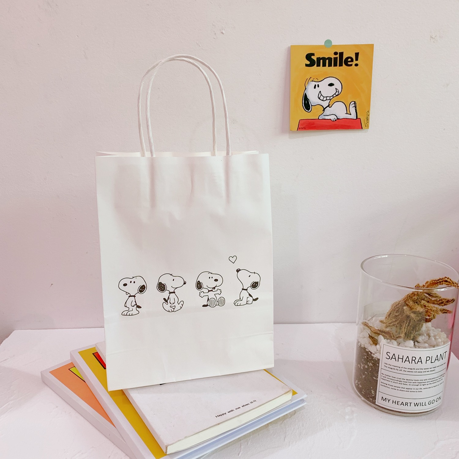 Han Feng Ins Internet Celebrity Puppy White Kraft Paper Tote Bag Cartoon Cute Photo Props Gift Bag Tote Bag