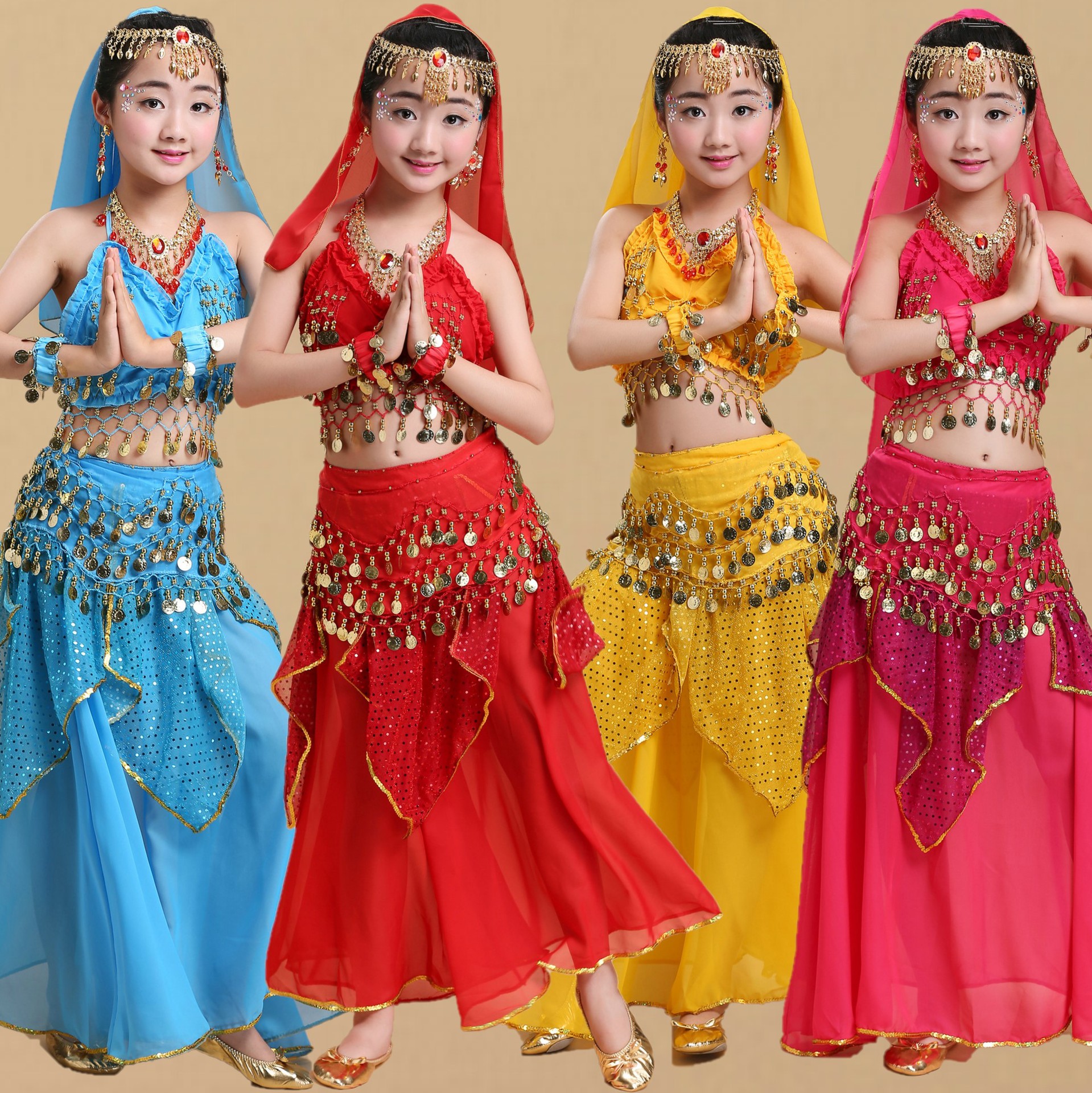 Children's Dance Performance Clothing New Children's Xinjiang Dance Belly Dance Practice Clothing Children's Ethnic Indian Dance Performance Clothing